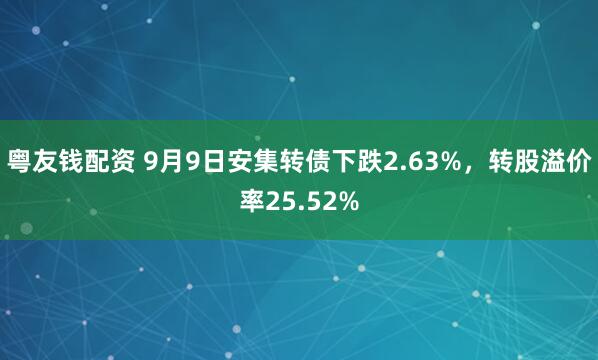 粤友钱配资 9月9日安集转债下跌2.63%，转股溢价率25.52%