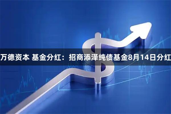 万德资本 基金分红：招商添泽纯债基金8月14日分红